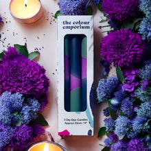 Load image into Gallery viewer, VELVET WATERS Dip Dye Dinner Candle Trio