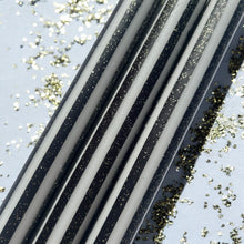 Load image into Gallery viewer, BLACK AND GOLD PINSTRIPES Dip Dye Dinner Candles Trio