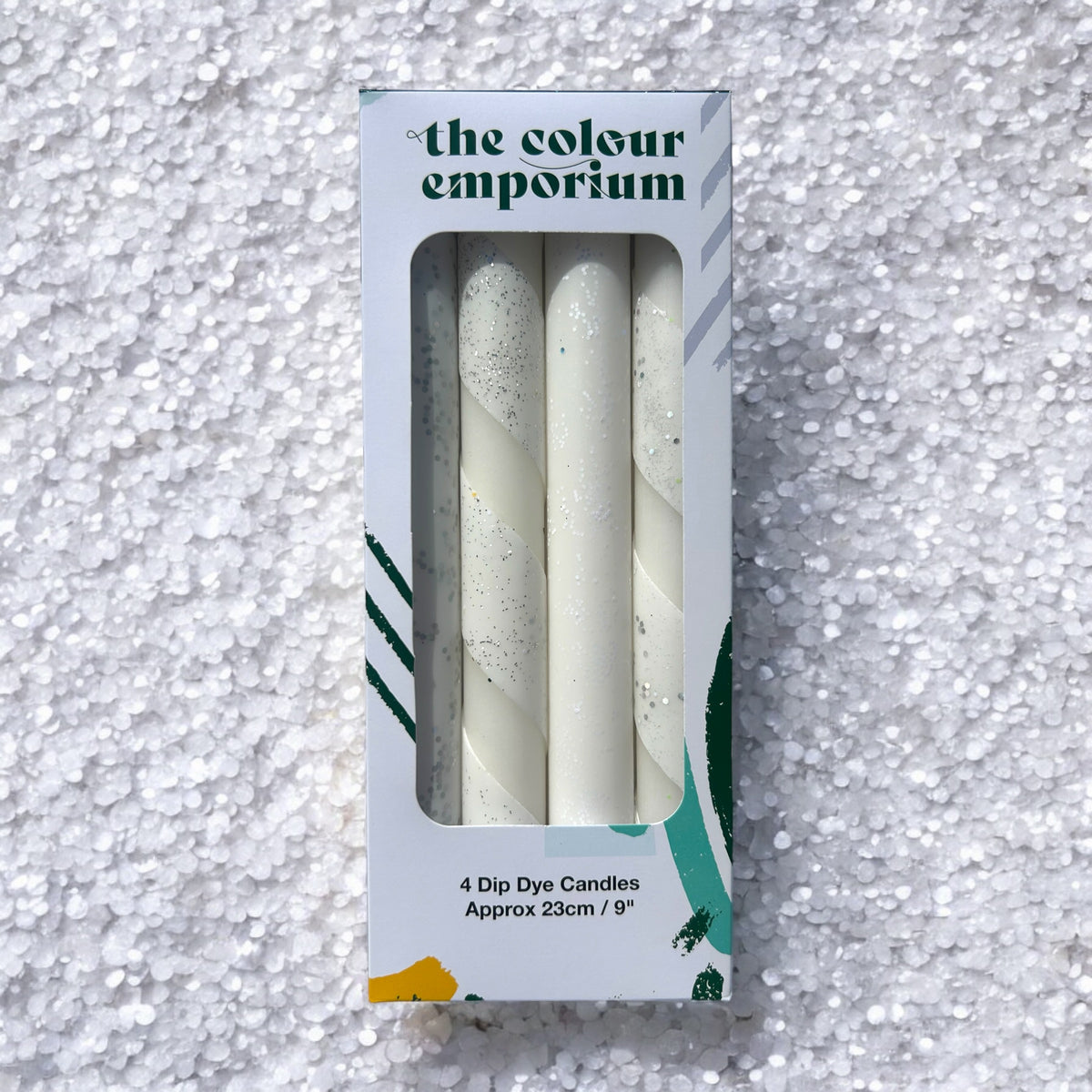 SNOWFLAKES Dip Dye Dinner Candle set of 4