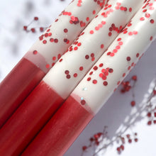 Load image into Gallery viewer, BERRY SNOWY Dip Dye Dinner Candle Trio