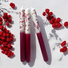 Load image into Gallery viewer, BERRY SNOWY Dip Dye Dinner Candle Trio