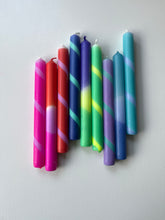 Load image into Gallery viewer, PERIWINKLE - Dip Dye and Striped Dinner Candle Trio