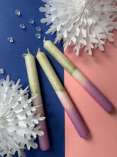 Load image into Gallery viewer, FROSTED PETALS Dip Dye Dinner Candle Trio
