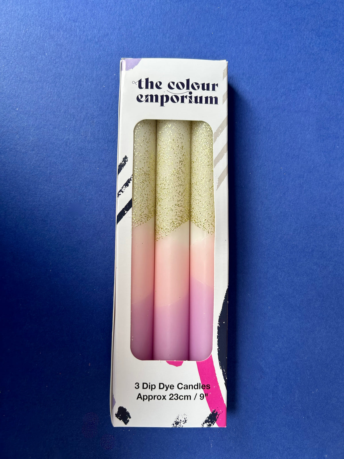 FROSTED PETALS Dip Dye Dinner Candle Trio