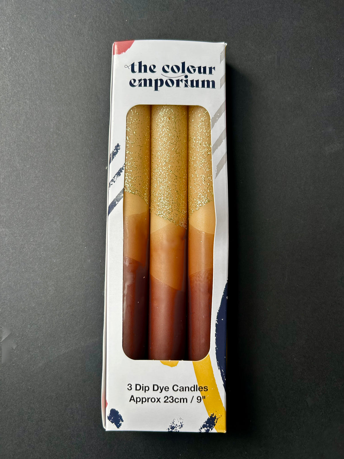COSY CARAMEL Dip Dye Dinner Candle Trio