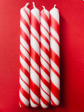 Load image into Gallery viewer, CANDY CANE LANE Dip Dye Dinner Candle Set of 4
