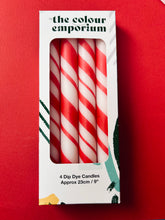 Load image into Gallery viewer, CANDY CANE LANE Dip Dye Dinner Candle Set of 4