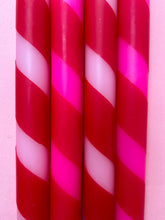 Load image into Gallery viewer, PINK CANDY CANE Dip Dye Dinner Candle Set of 4