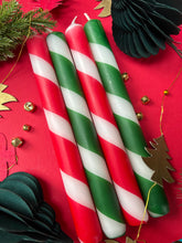 Load image into Gallery viewer, CHRISTMAS TWISTS Dip Dye Dinner Candle Set of 4
