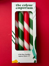 Load image into Gallery viewer, CHRISTMAS TWISTS Dip Dye Dinner Candle Set of 4