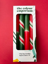 Load image into Gallery viewer, VINTAGE YULETIDE Dip Dye Dinner Candle Set of 4