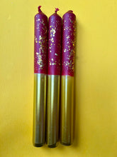 Load image into Gallery viewer, PLUM PUDDING Dip Dye Dinner Candle Trio