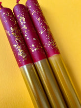 Load image into Gallery viewer, PLUM PUDDING Dip Dye Dinner Candle Trio