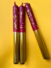 Load image into Gallery viewer, PLUM PUDDING Dip Dye Dinner Candle Trio