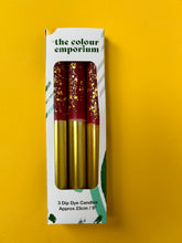 Load image into Gallery viewer, PLUM PUDDING Dip Dye Dinner Candle Trio