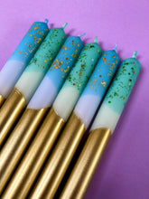 Load image into Gallery viewer, CRUSHED EMERALD AND DEEP ICE Dip Dye Dinner Candle Set