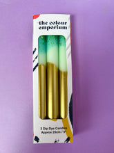Load image into Gallery viewer, CRUSHED EMERALD Dip Dye Dinner Candle Trio