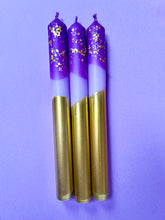 Load image into Gallery viewer, GILDED PLUMS Dip Dye Dinner Candle Trio