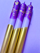 Load image into Gallery viewer, GILDED PLUMS Dip Dye Dinner Candle Trio