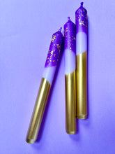 Load image into Gallery viewer, GILDED PLUMS Dip Dye Dinner Candle Trio