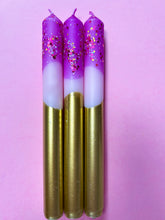 Load image into Gallery viewer, SUGAR PLUM FAIRIES Dip Dye Dinner Candle Trio