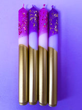 Load image into Gallery viewer, SUGAR PLUM FAIRIES AND GILDED PLUM Dip Dye Dinner Candle set