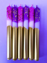 Load image into Gallery viewer, SUGAR PLUM FAIRIES AND GILDED PLUM Dip Dye Dinner Candle set