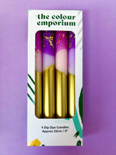 Load image into Gallery viewer, SUGAR PLUM FAIRIES AND GILDED PLUM Dip Dye Dinner Candle set