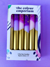 Load image into Gallery viewer, SUGAR PLUM FAIRIES AND GILDED PLUM Dip Dye Dinner Candle set