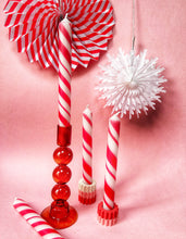 Load image into Gallery viewer, CANDY CANE LANE Dip Dye Dinner Candle Set of 4