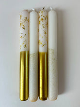 Load image into Gallery viewer, GOLDEN NIGHT Dip Dye Dinner Candle set of 4