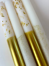 Load image into Gallery viewer, GOLDEN NIGHT Dip Dye Dinner Candle set of 4