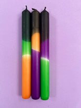 Load image into Gallery viewer, WITCHES HATS SLIME Dip Dye Dinner Candle Trio