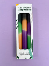 Load image into Gallery viewer, WITCHES HATS SLIME Dip Dye Dinner Candle Trio