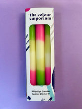 Load image into Gallery viewer, PRIME LIME GLOW Dip Dye Dinner Candles Trio