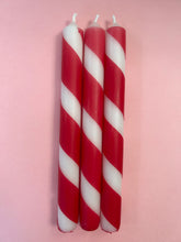 Load image into Gallery viewer, CANDY CANES Dip Dye Dinner Candle Trio