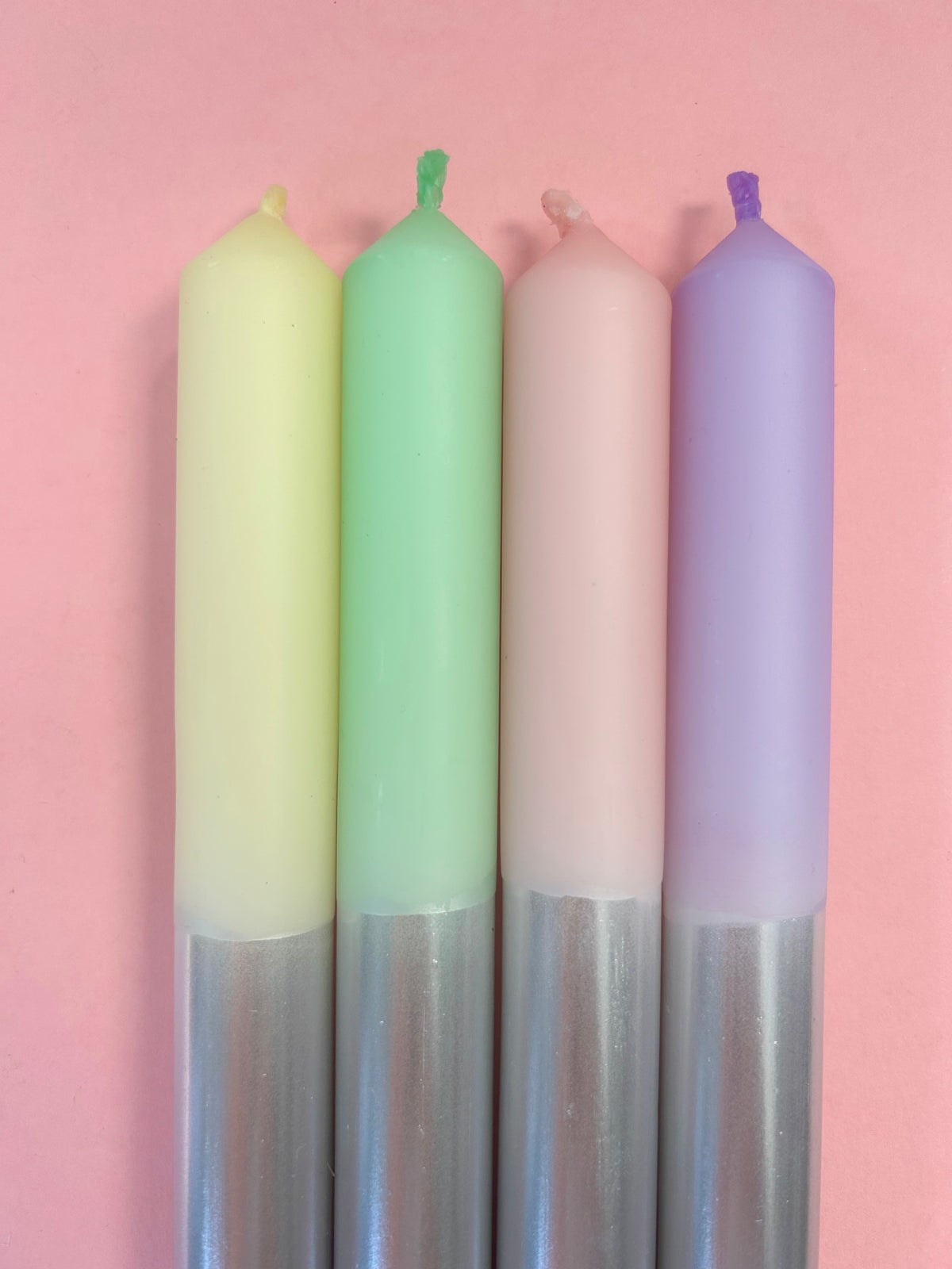 SUGARED ALMONDS Dip Dye Dinner Candle set of 4