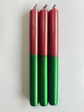 Load image into Gallery viewer, HOLLYBERRIES Dip Dye Dinner Candle Trio