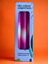 Load image into Gallery viewer, PINK INFERNO Dip Dye Dinner Candle Trio