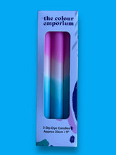 Load image into Gallery viewer, ELECTRIC LAGOON Dip Dye Dinner Candle Trio
