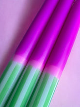Load image into Gallery viewer, FUCHSIA FERN Dip Dye Dinner Candles Trio