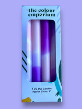 Load image into Gallery viewer, LILAC LOVE Dip Dye Dinner Candle set of 4