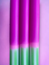 Load image into Gallery viewer, FUCHSIA FERN Dip Dye Dinner Candles Trio
