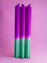 Load image into Gallery viewer, FUCHSIA FERN Dip Dye Dinner Candles Trio