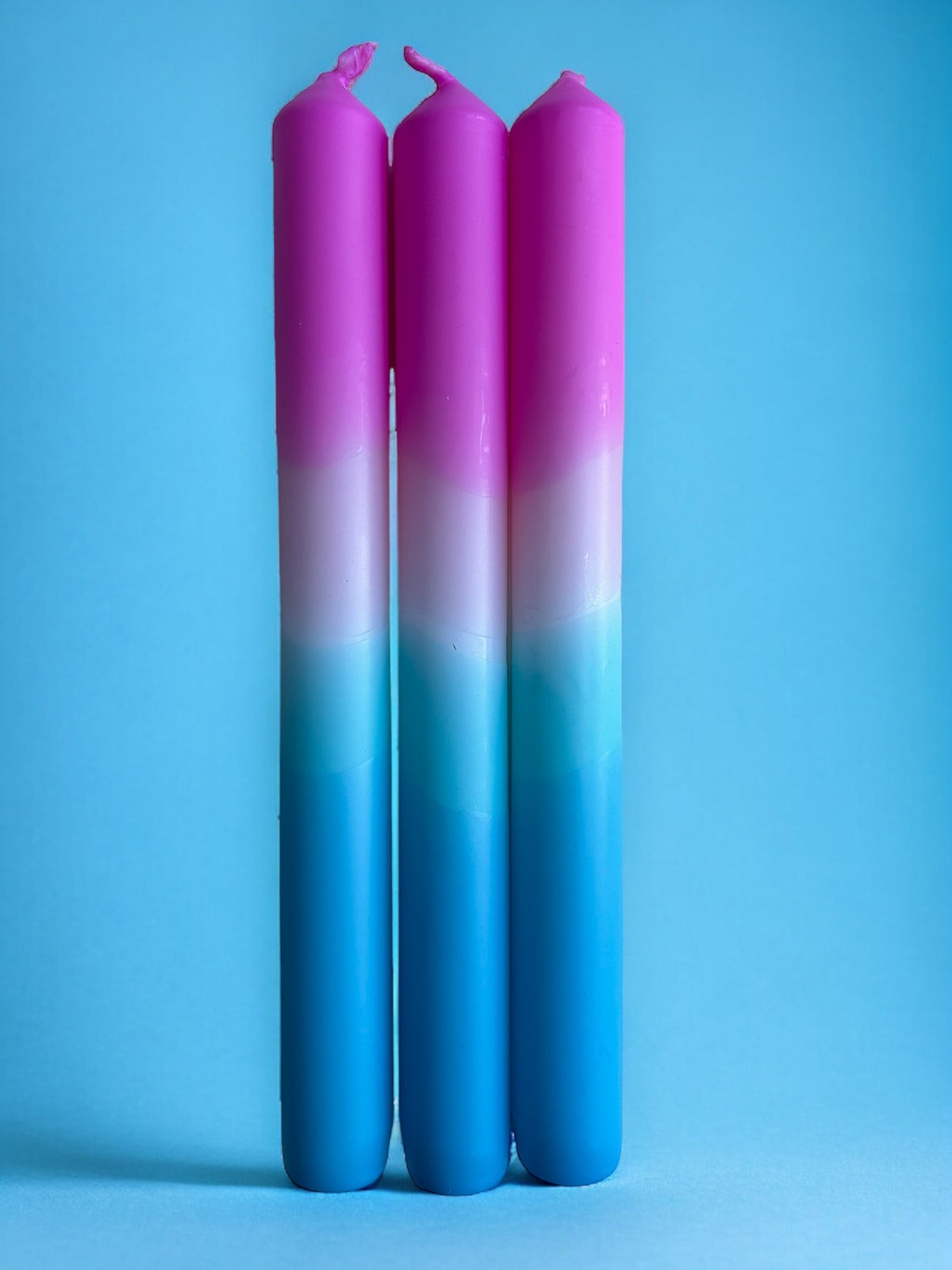 ELECTRIC LAGOON Dip Dye Dinner Candle Trio