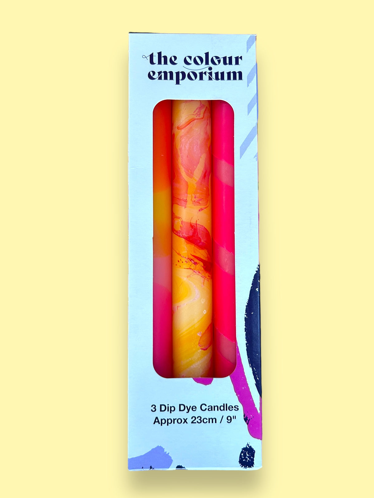 SUNSHINE SORBET Dip Dye Dinner Candles Trio