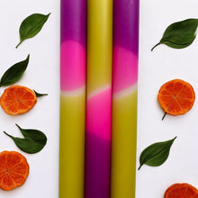 Load image into Gallery viewer, MAGENTA MIRAGE - Dip Dye Dinner Candle Trio