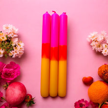 Load image into Gallery viewer, INDIAN SUMMER Dip Dye Dinner Candles trio