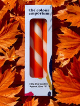 Load image into Gallery viewer, TANGERINE TWISTS Dip Dye Dinner Candle Trio