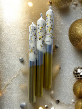 Load image into Gallery viewer, GILDED SILVER Dip Dye Dinner Candle Trio